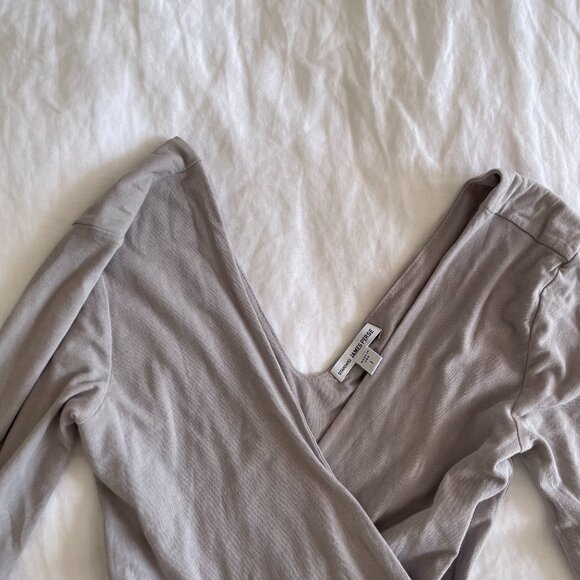 James Perse Fog Ruched Waist Cotton Dress - Picture 3 of 5